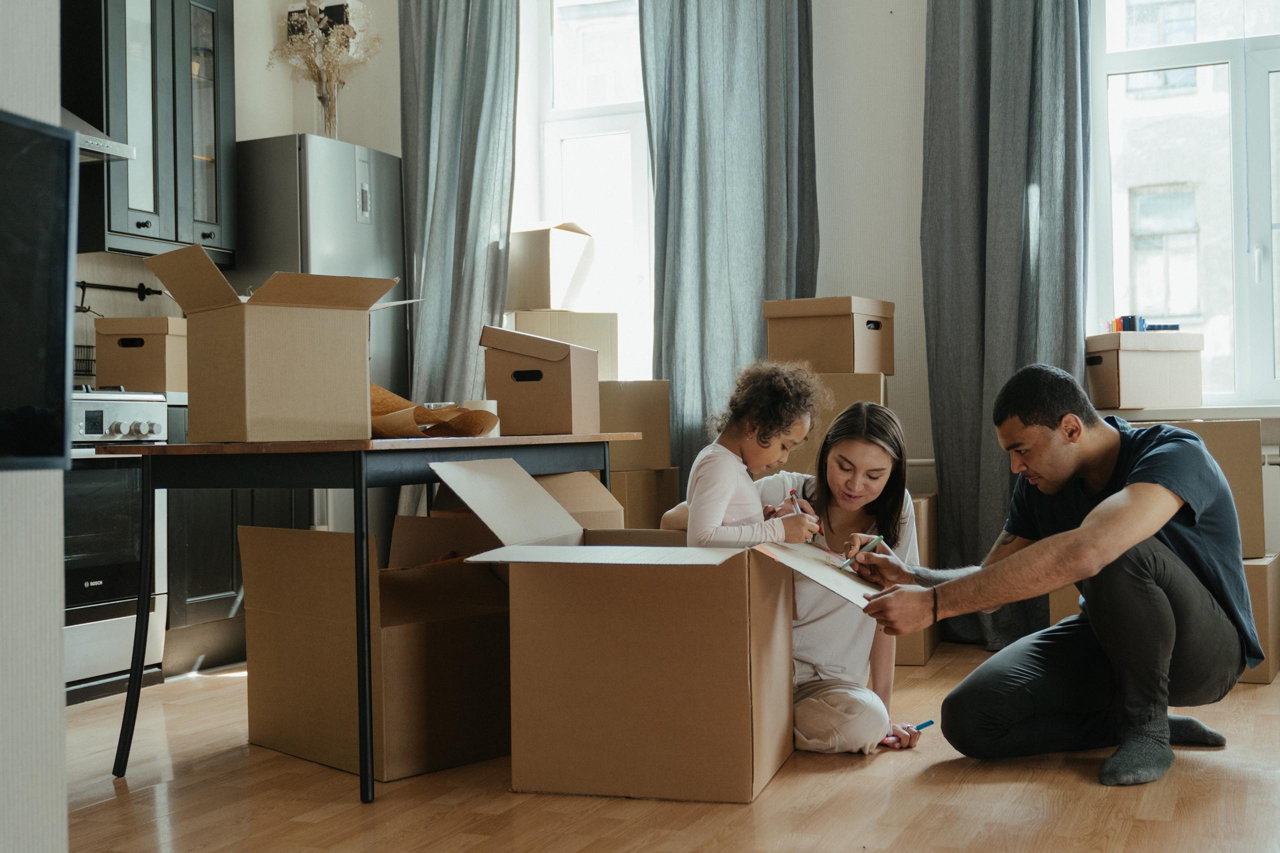 family unpacking after moving 4569340